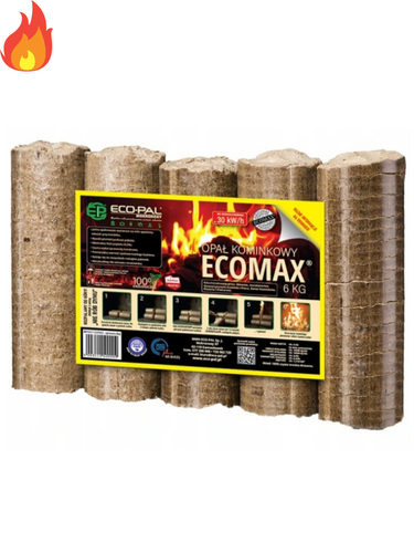 Brykiet kominkowy opał buk-dąb ECOMAX drzewny 6 kg/ 1 zgrzewka