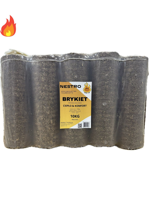 Brykiet kominkowy opał NESTRO drzewny 10kg/ 1 zgrzewka
