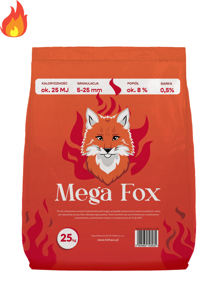 Węgiel workowany Mega Fox 25 kg