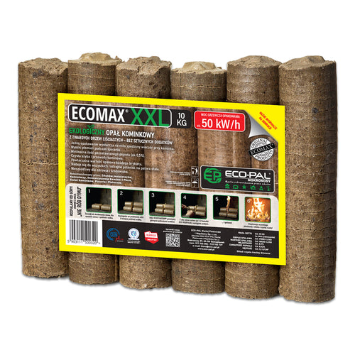 Brykiet kominkowy opał buk-dąb ECOMAX XXL drzewny 10kg/ 1 zgrzewka